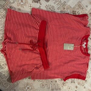 Eesome Vibrant Red and Pink Striped Garment